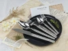 Five-piece cross-border silver 304 hammer-textured stainless steel tableware set for hotel knives, forks and spoons Application Scenario